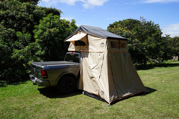 Wanaka 3 Person Roof Top Tent Setup With Annex closed