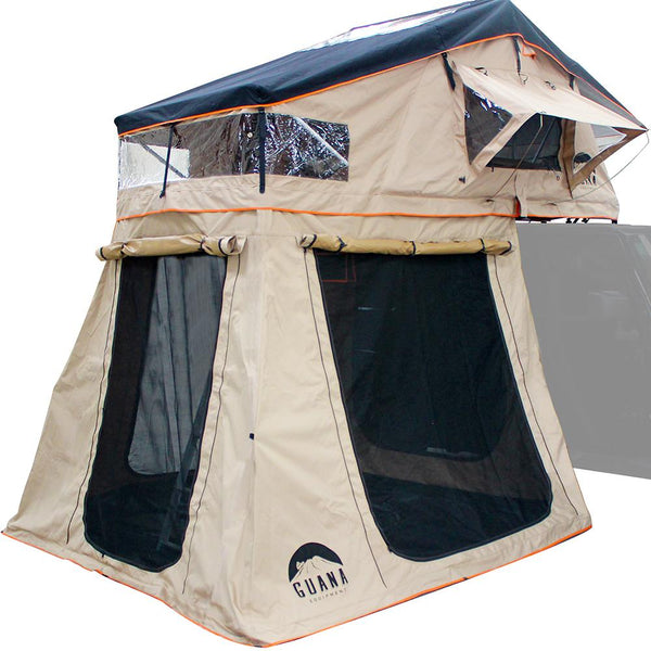 Wanaka 3 Person Roof Top Tent Setup With Annex - by Guana Equipment