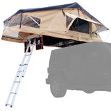 New Wanaka 55 Rooftop Tent With Black Diamond Plate Aluminum Base Front Side View