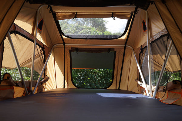 spacious truck tent with 3" thick mattress
